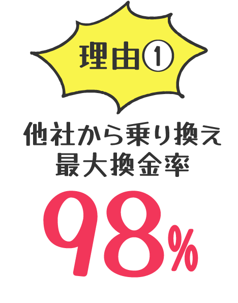 理由①他社から乗り換え最大換金率98%